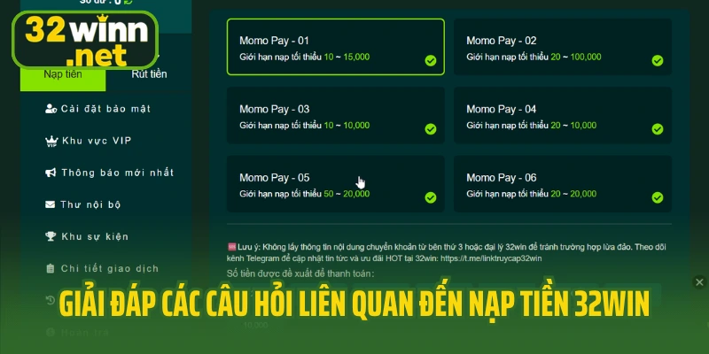 Giải đáp các câu hỏi liên quan đến nạp tiền 32win